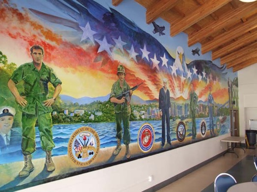 Veterans Village San Diego Art Mural Painting by Encinitas San Diego Artist Kevin Anderson.<br /> Photography Kyle Thomas