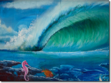 Ocean Wave Fantasy Painting Art by Artist Kevin Anderson, Encinitas, San Diego, Ca. Photo Kyle Thomas